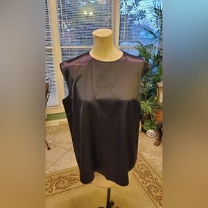 Chico's  Black Satin Black Label cap shoulder short sleeve top Chico’s Sz. 2